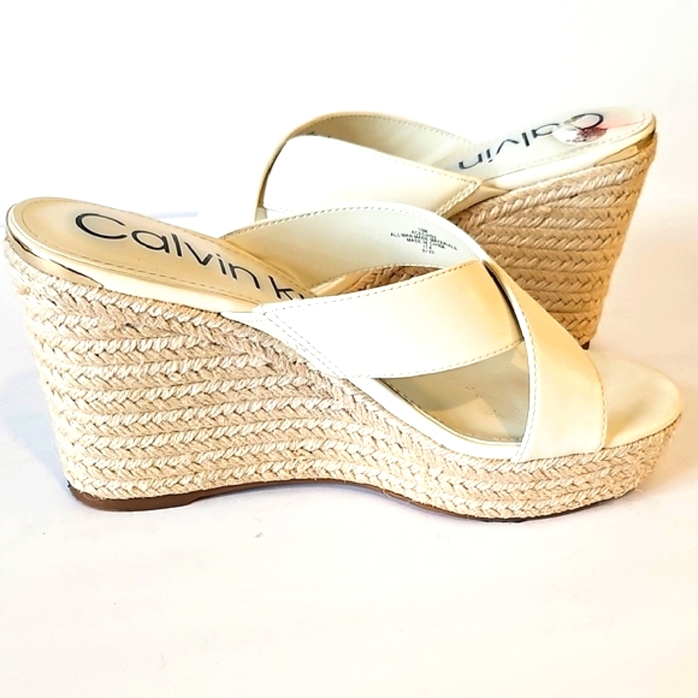 Calvin Klein Cream Platform Sandals - Picture 6 of 7